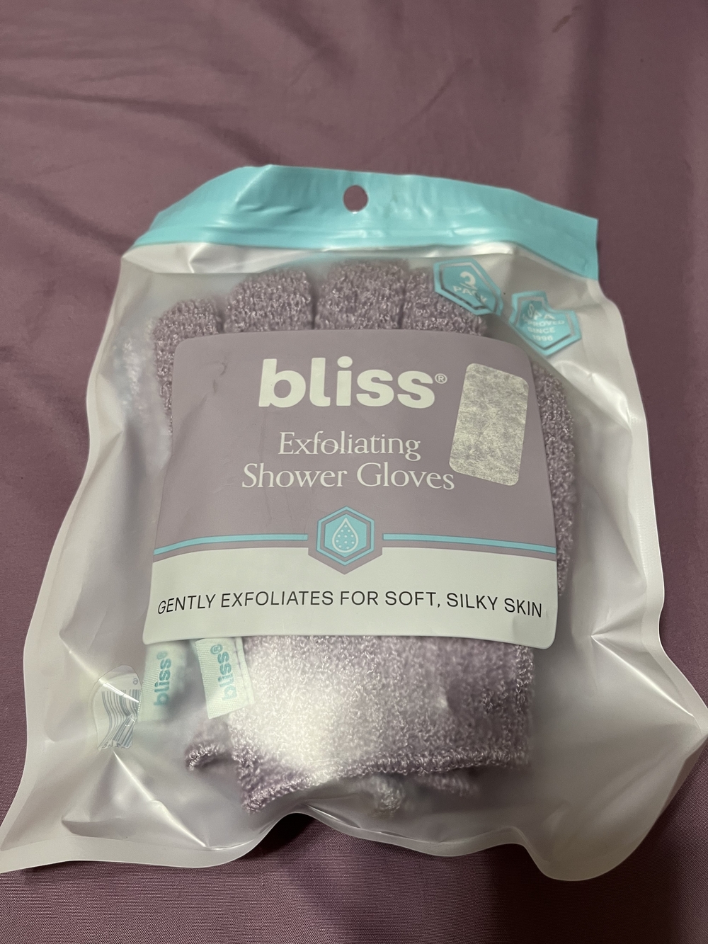 bliss Exfoliating Shower Gloves - Lavender Purple